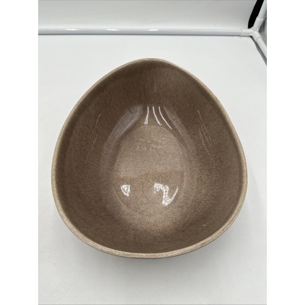 Denwar Bantu Serving Bowl Two Tone Brown Egg Shape MCM California Pottery USA